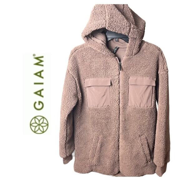 GAIAM Sherpa Zip Front Hoodie Teddy Jacket, Soft/Comfy, Loungewear, Weekend S - Picture 6 of 12
